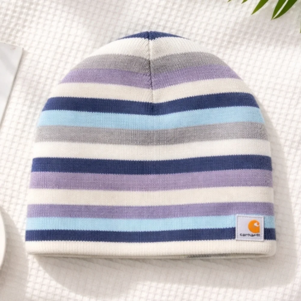 Carhartt Kids Striped Beanie - Blue, Purple, Gray